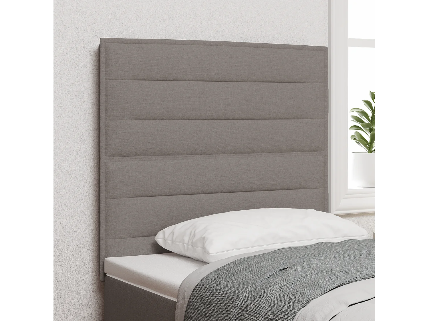 Tête de Lit | Panneau de tête pour lit Moderne LED avec des lumières à LED Taupe 100 cm tissu