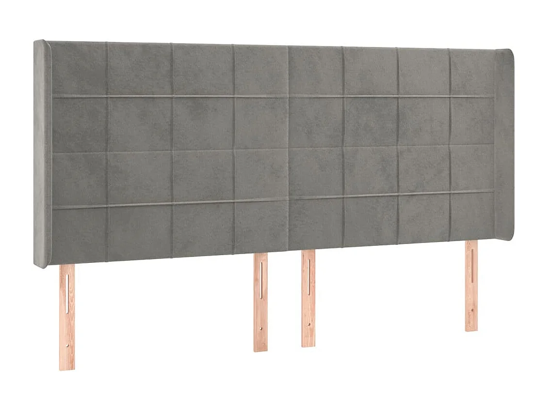 Hoofdbord | Hoofdeinde LED 183x16x118/128 cm fluweel lichtgrijs