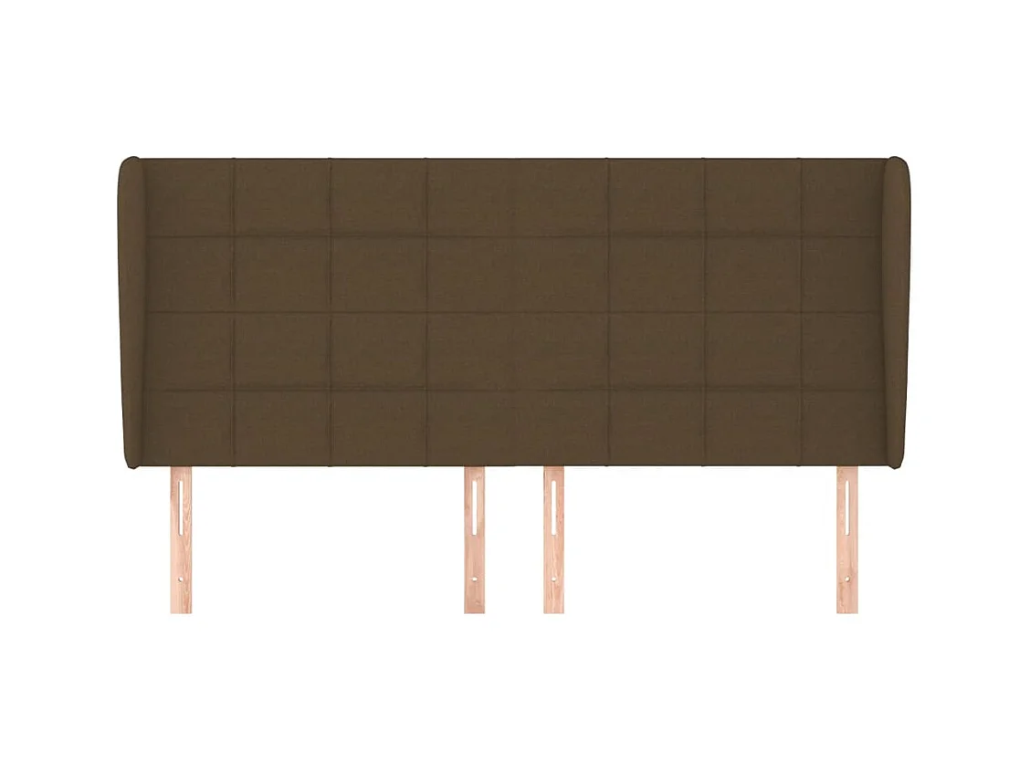 Tête de Lit | Panneau de tête pour lit Moderne avec oreilles Marron foncé 163x23x118/128 cm Tissu
