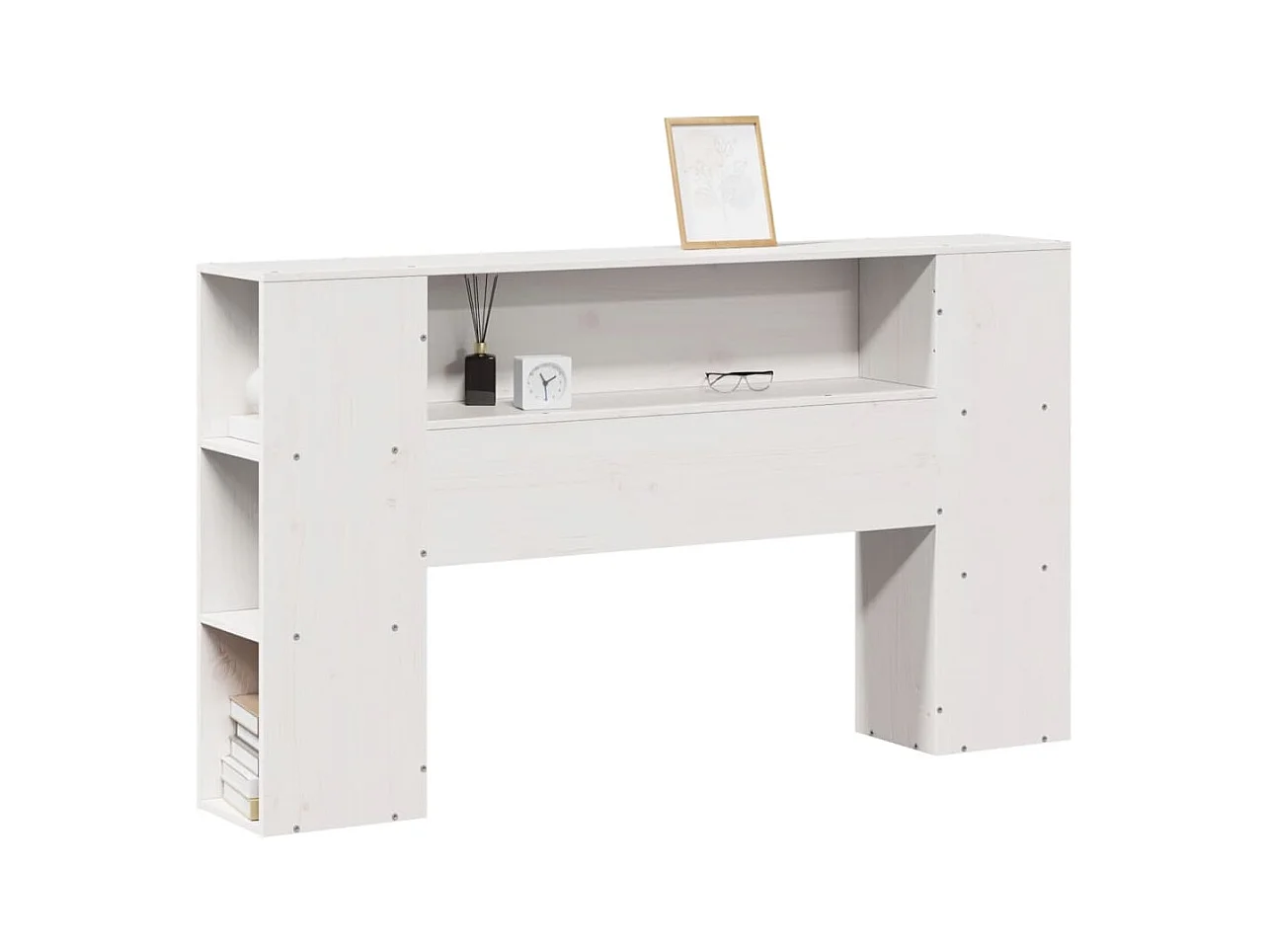 Cabecero de Cama | Cabezal de cama | Mueble de cabecero almacenaje madera maciza pino blanco 120 cm