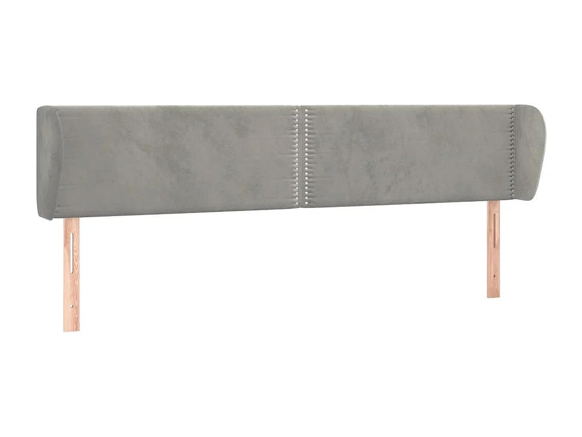 Mueble cabecero | Cabezal de cama | Cabecero de terciopelo gris claro 183x23x78/88 cm