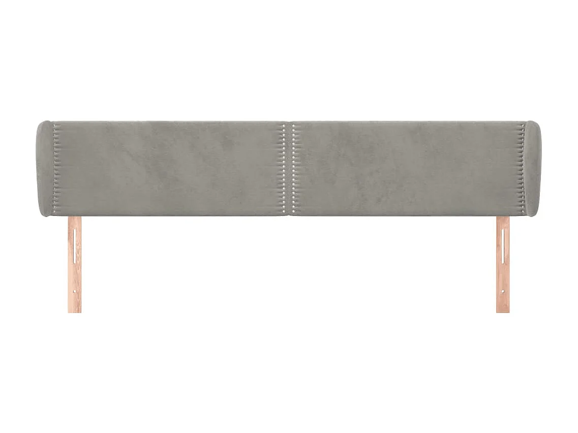 Mueble cabecero | Cabezal de cama | Cabecero de terciopelo gris claro 183x23x78/88 cm