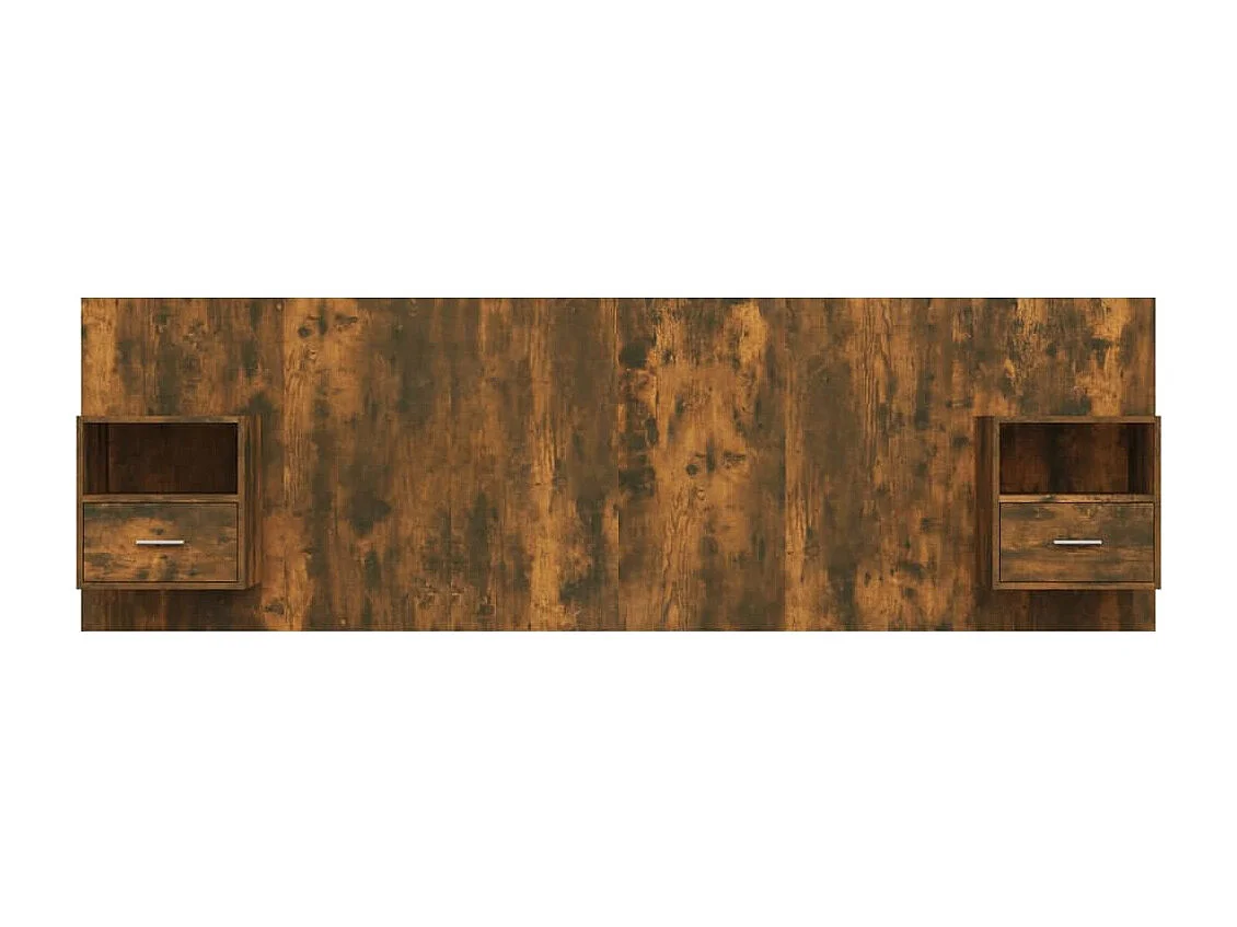 Cabecero de Cama | Cabezal de cama | Mueble de cabecero con mesitas madera contrachapada roble ahumado