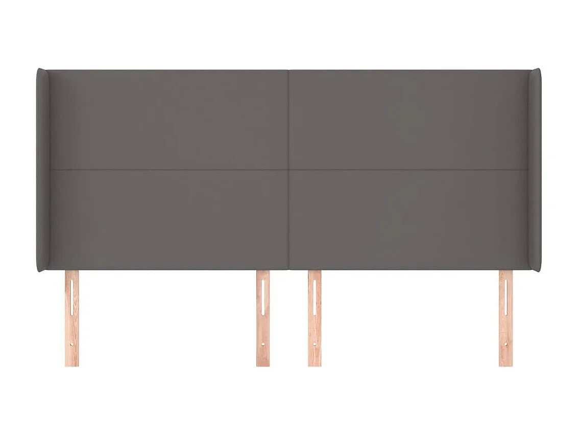 Tête de Lit | Panneau de tête pour lit Moderne avec oreilles Gris 183x16x118/128 cm Similicuir