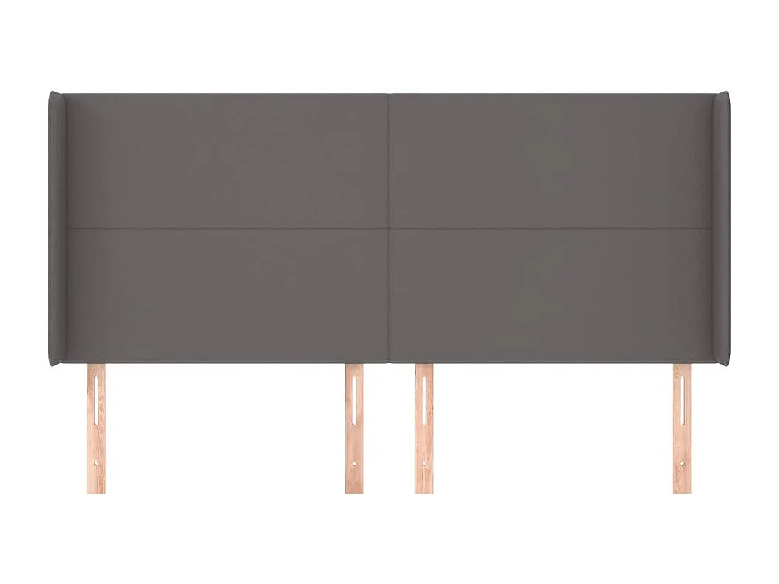 Tête de Lit | Panneau de tête pour lit Moderne avec oreilles Gris 183x16x118/128 cm Similicuir