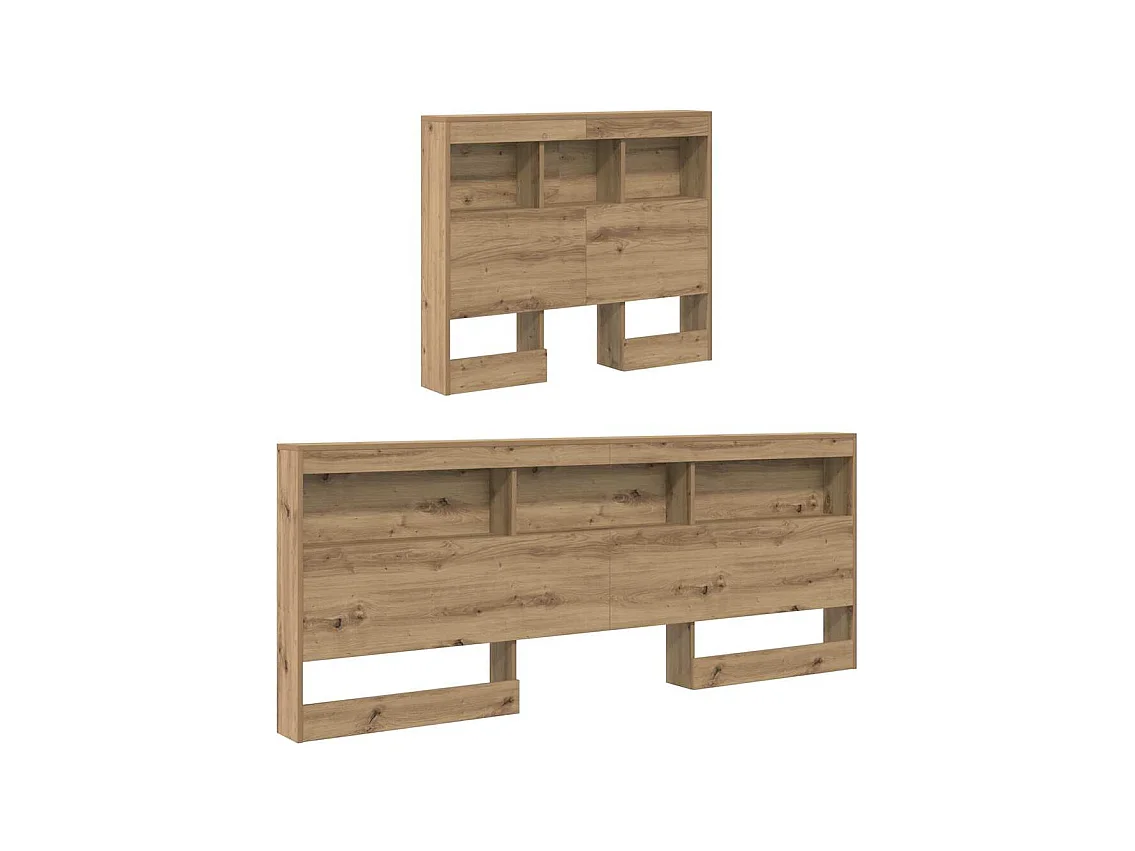 Mueble cabecero con almacenamiento | Cabecera de almacenamiento con estante Roble artisan 90 cm