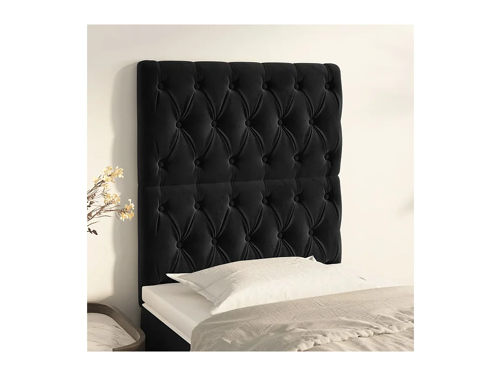 Cabeceros | Cabezal de cama | Mueble de cabecero 2 unidades de terciopelo negro 80x7x78/88 cm