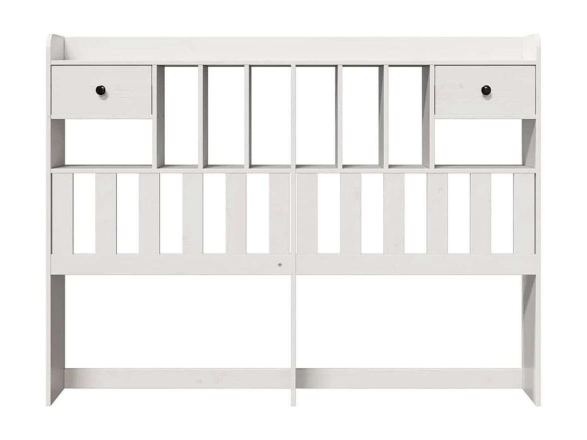Tête de Lit | Panneau de tête pour lit Moderne avec rangement blanc 140 cm bois massif de pin