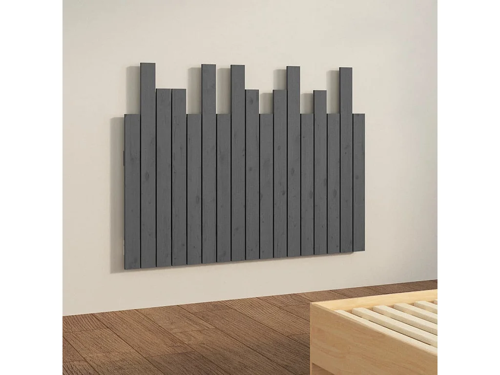 Tête de lit murale | Panneau de tête pour lit Moderne  Gris 108x3x80 cm Bois massif de pin