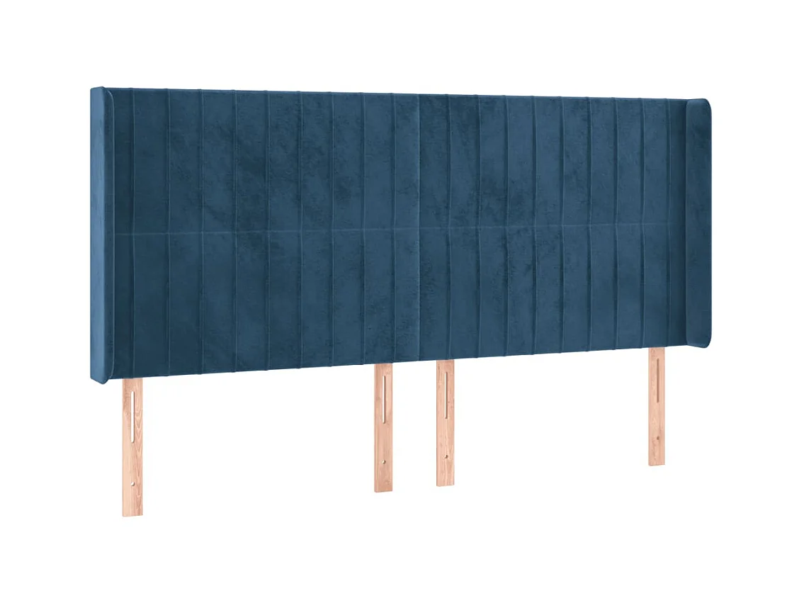 Cabecero | Cabezal de Cama | Mueble cabecero con LED de terciopelo azul oscuro 163x16x118/128 cm