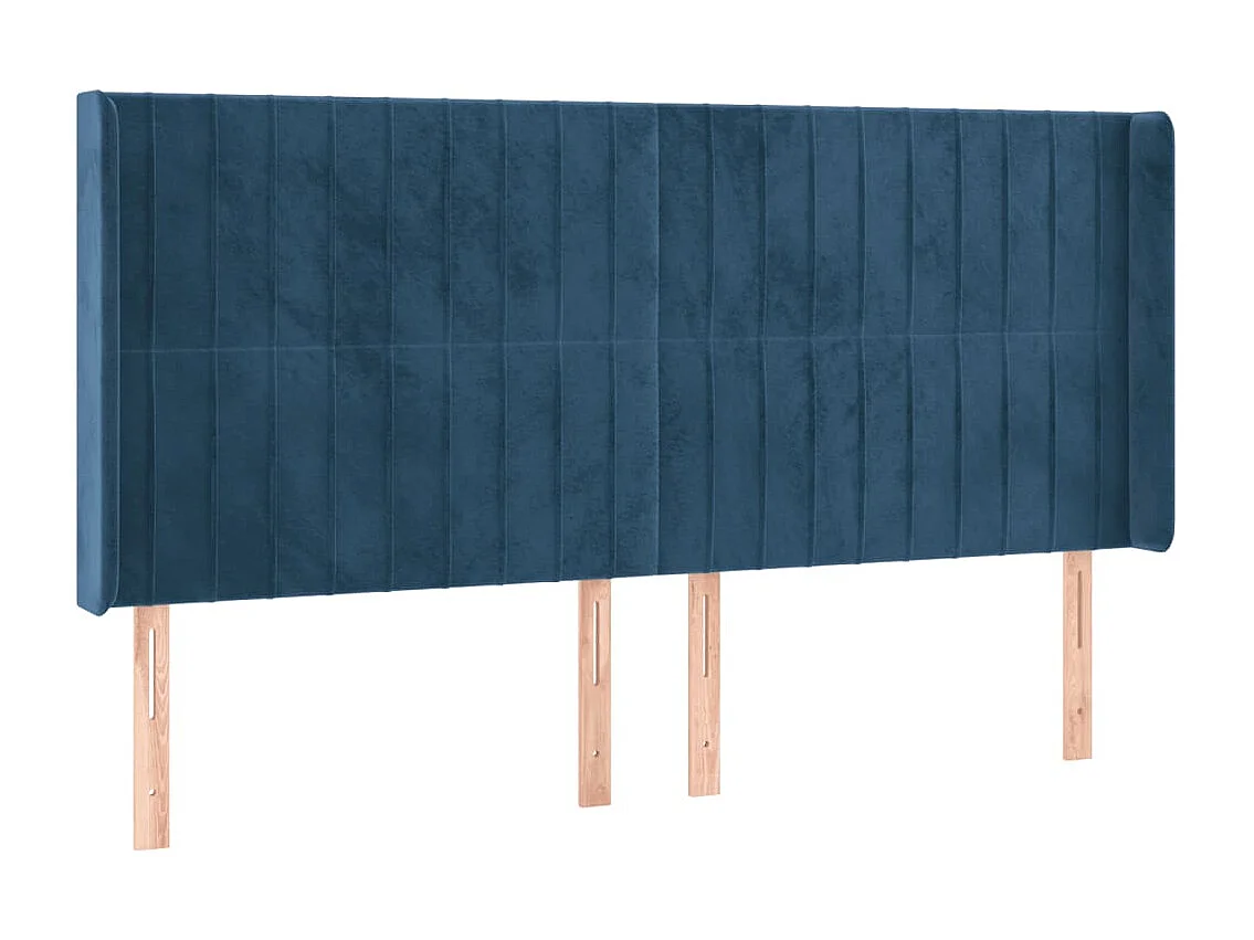 Tête de Lit | Panneau de tête pour lit Moderne à LED Bleu foncé 163x16x118/128 cm Velours