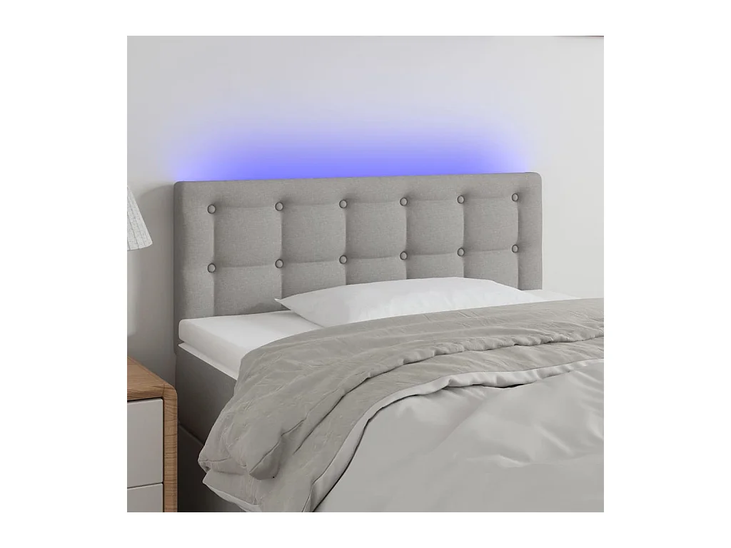 Tête de Lit | Panneau de tête pour lit Moderne à LED Gris clair 80x5x78/88 cm Tissu