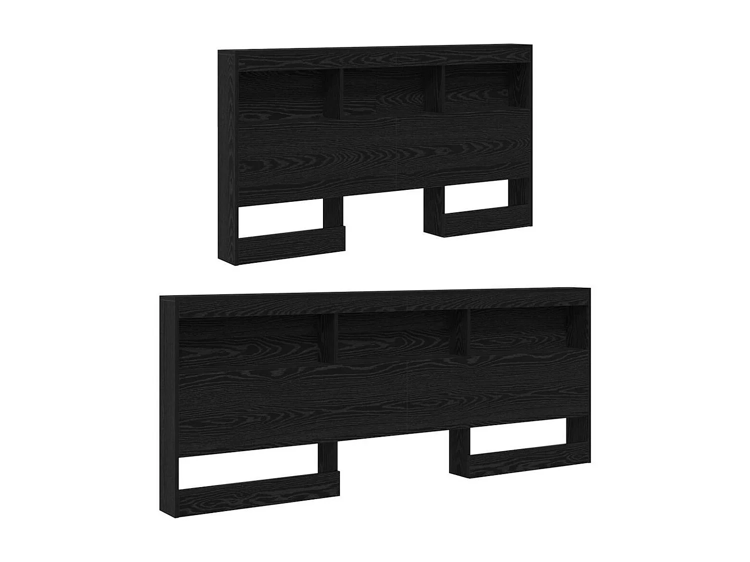 Mueble cabecero con almacenamiento | Cabecera de almacenamiento con estante Roble negro 160 cm