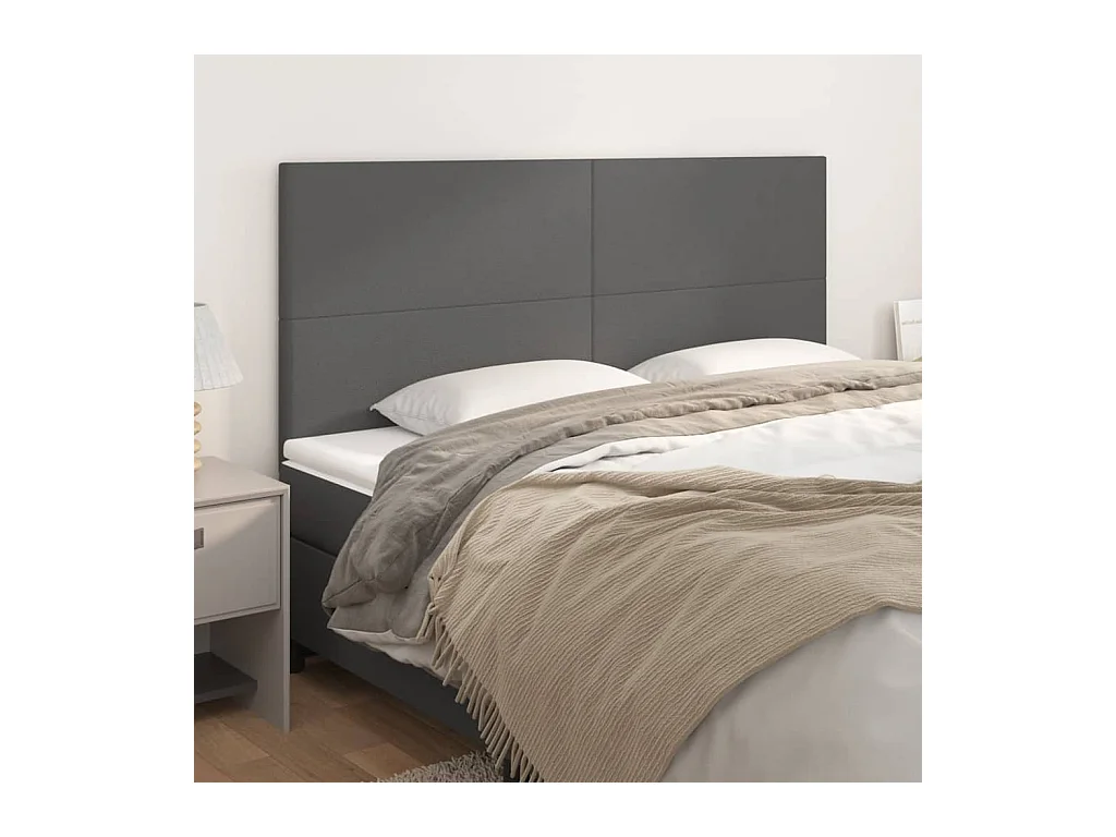Cabeceros | Cabezal de cama | Mueble de cabecero 4 unidades de cuero sintético gris 100x5x78/88 cm