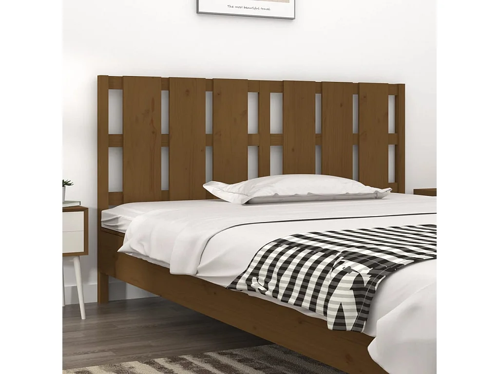 Tête de Lit | Panneau de tête pour lit Moderne Marron miel 165,5x4x100 cm Bois massif de pin