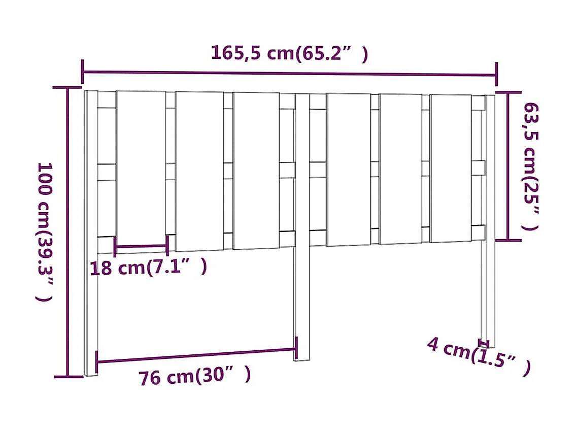Tête de Lit | Panneau de tête pour lit Moderne Marron miel 165,5x4x100 cm Bois massif de pin