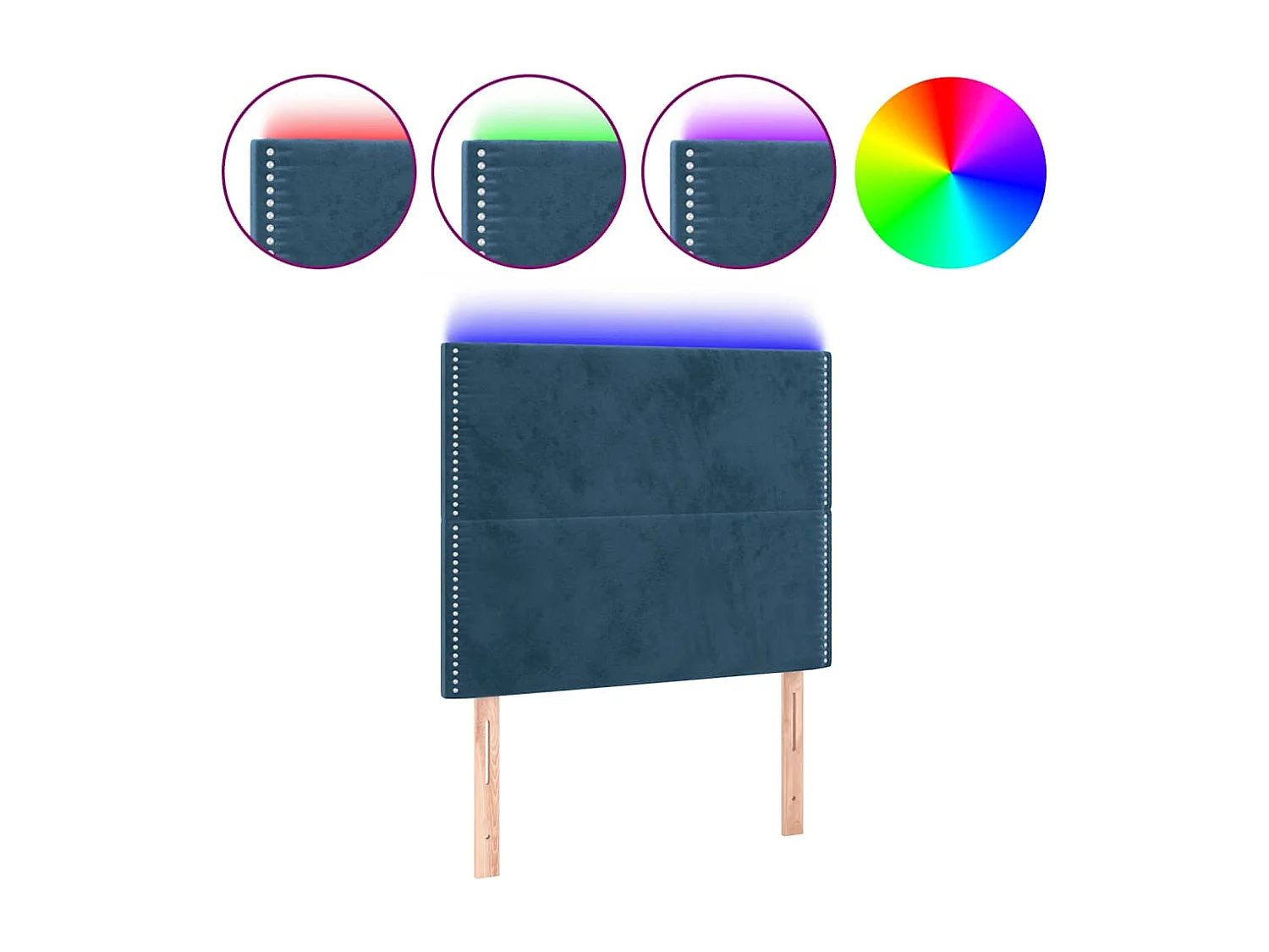 Tête de Lit | Panneau de tête pour lit Moderne à LED Bleu foncé 100x5x118/128 cm Velours