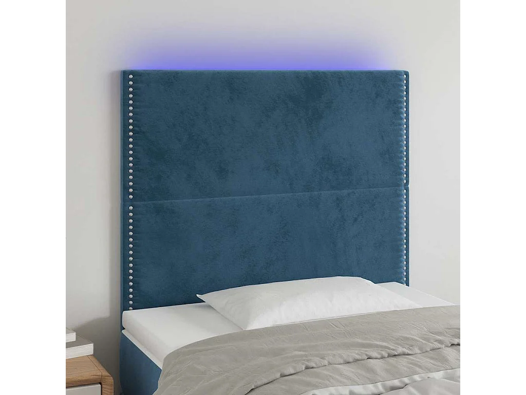 Hoofdbord | Hoofdeinde LED 100x5x118/128 cm fluweel donkerblauw