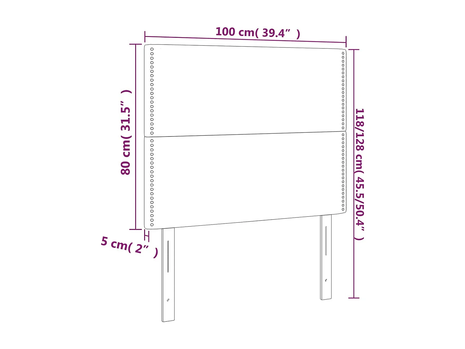 Hoofdbord | Hoofdeinde LED 100x5x118/128 cm fluweel donkerblauw
