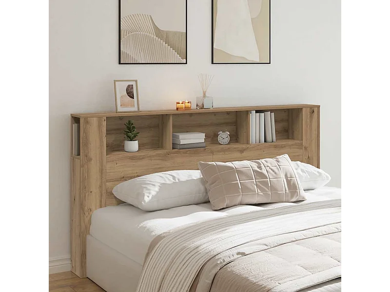 Tête de Lit avec rangement | Armoire de tête de lit chêne artisanal 200x18,5x102,5 cm