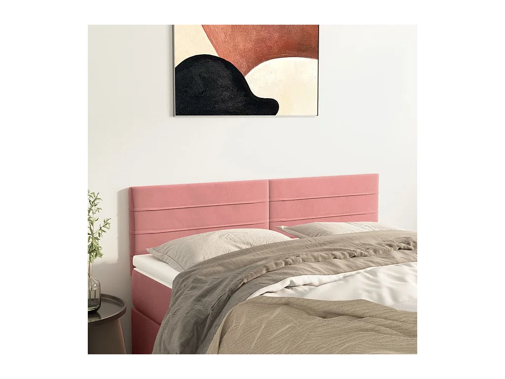 Cabeceros | Cabezal de cama | Mueble de cabecero 2 unidades terciopelo rosa 72x5x78/88 cm