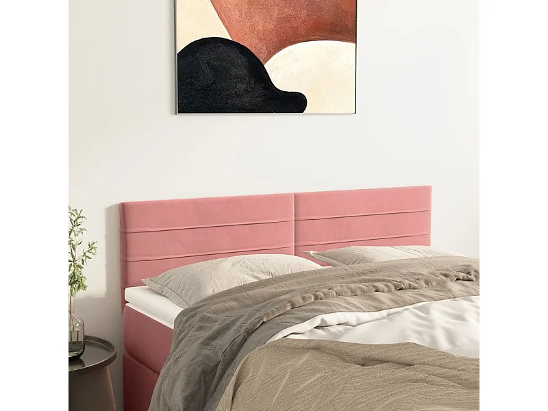 Têtes de lit | Panneaux de tête pour lit Moderne 2 pcs Rose 72x5x78/88 cm Velours