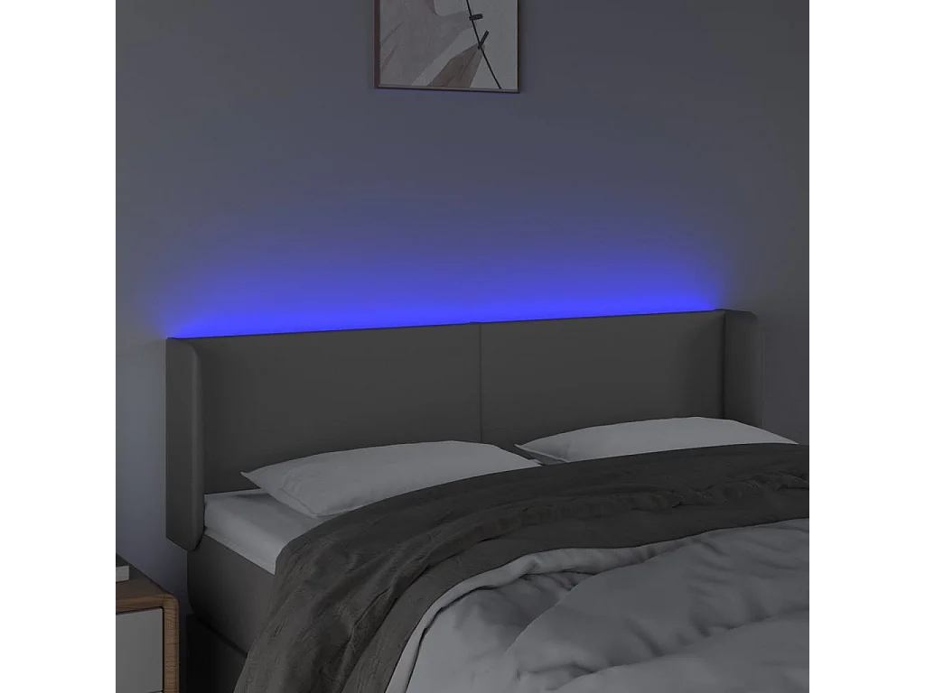Hoofdbord | Hoofdeinde LED 147x16x78/88 cm kunstleer grijs