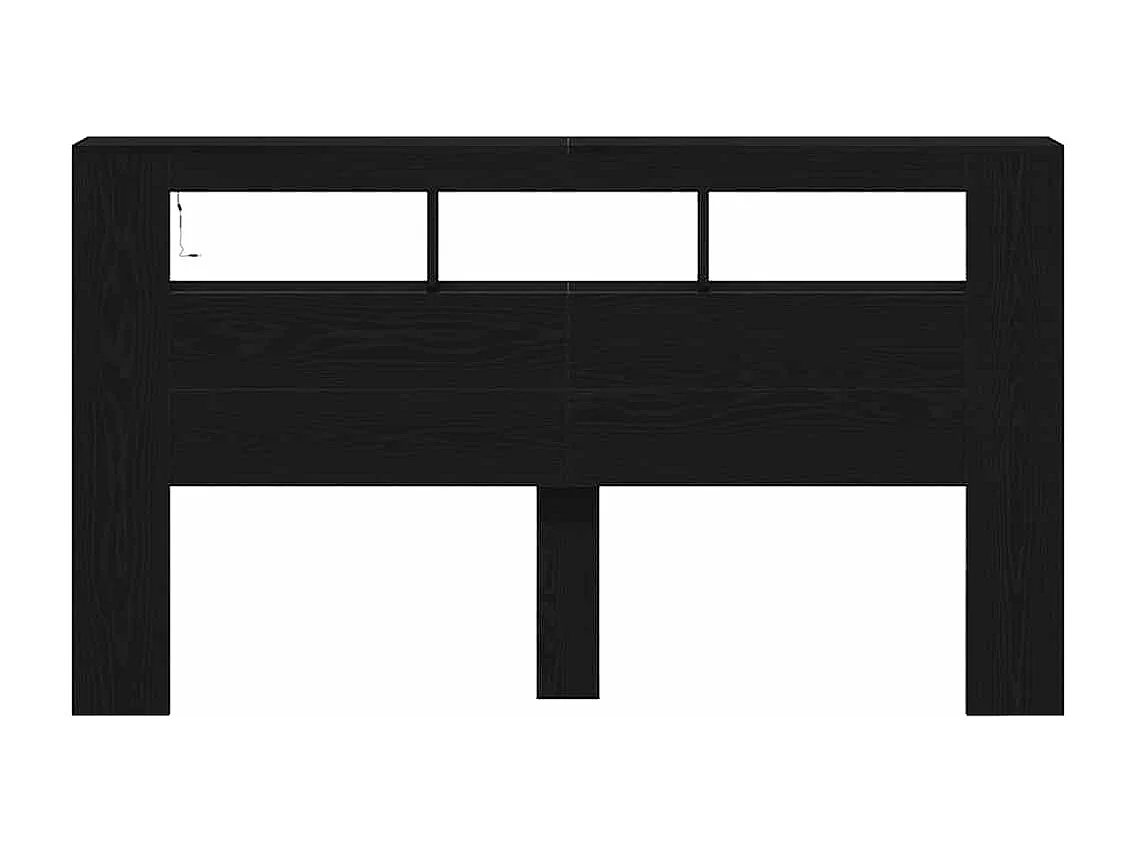 Mueble cabecero | Cabecero | Cabezal de cama LED con estante Roble negro 180 x 18.5 x 103.5 cm