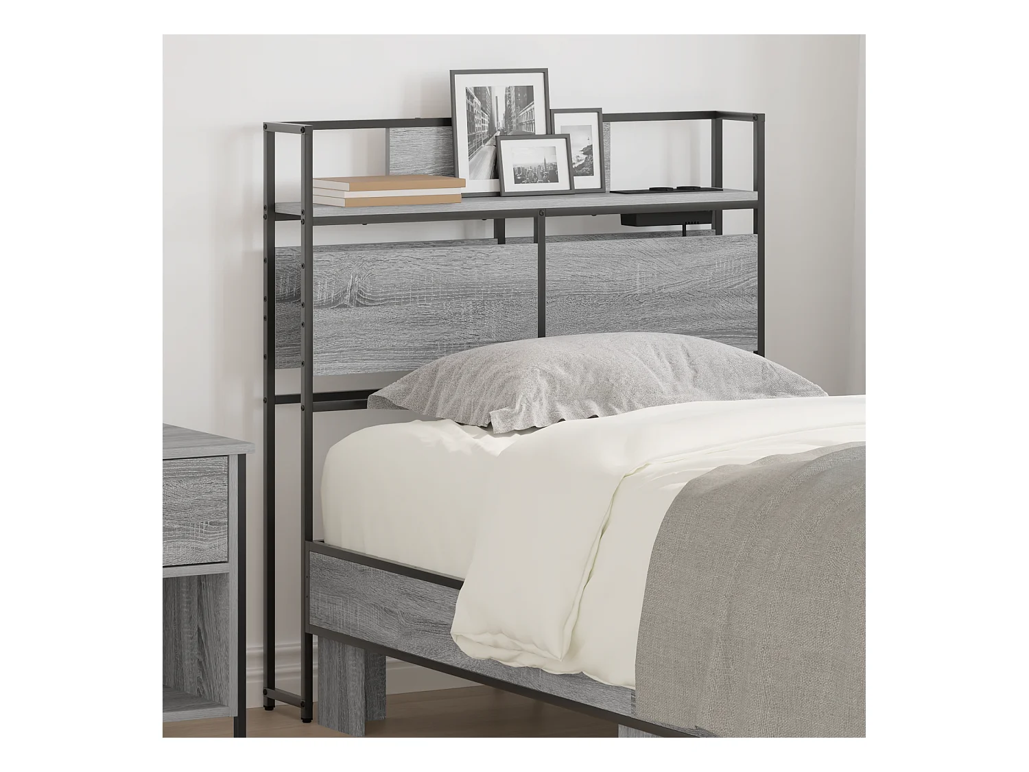 Tête de Lit de rangement | Panneau de tête pour lit Sonoma gris 100 cm Bois d'ingénierie