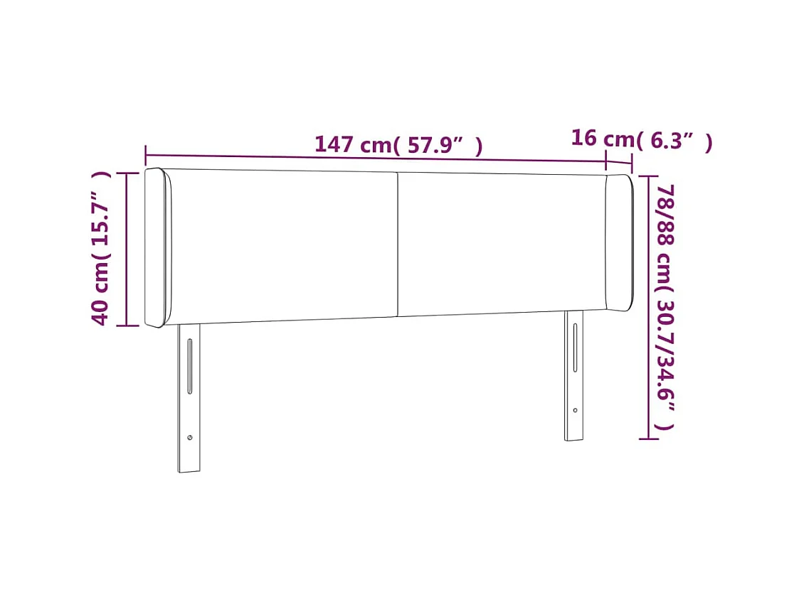 Tête de Lit | Panneau de tête pour lit Moderne à LED Bleu 147x16x78/88 cm Tissu