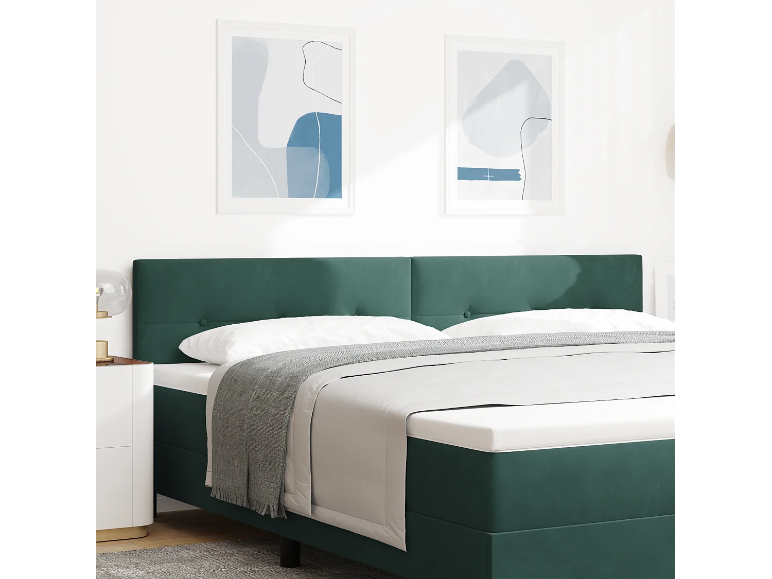 Tête de lit Montage mural | Panneau de tête pour lit Moderne  Vert foncé 200 cm Velours