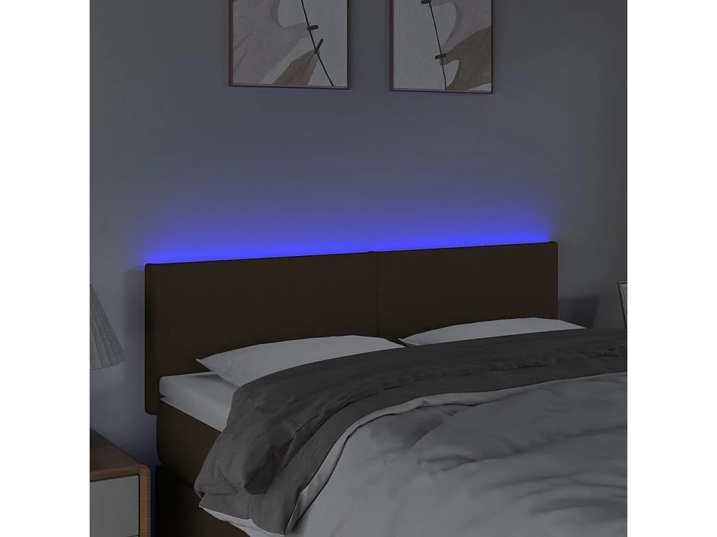 Hoofdbord | Hoofdeinde LED 144x5x78/88 cm stof donkerbruin