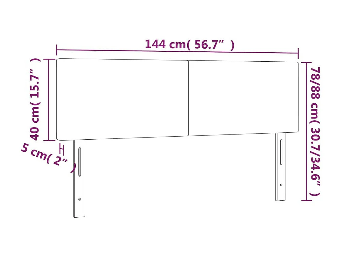 Hoofdbord | Hoofdeinde LED 144x5x78/88 cm stof donkerbruin