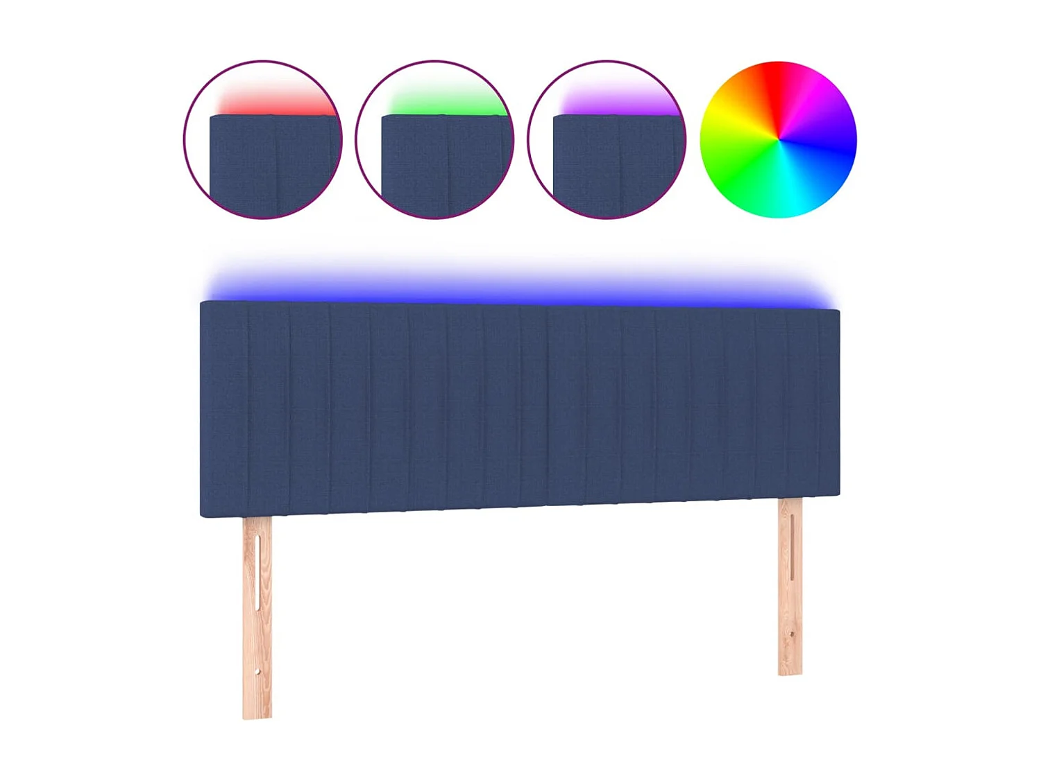 Hoofdbord | Hoofdeinde LED 144x5x78/88 cm stof blauw