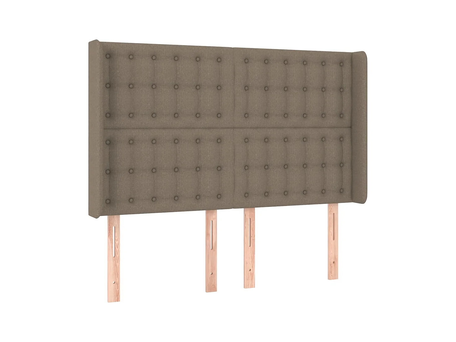 Cabecero | Cabezal de Cama | Mueble cabecero con orejas de tela gris taupe 147x16x118/128 cm