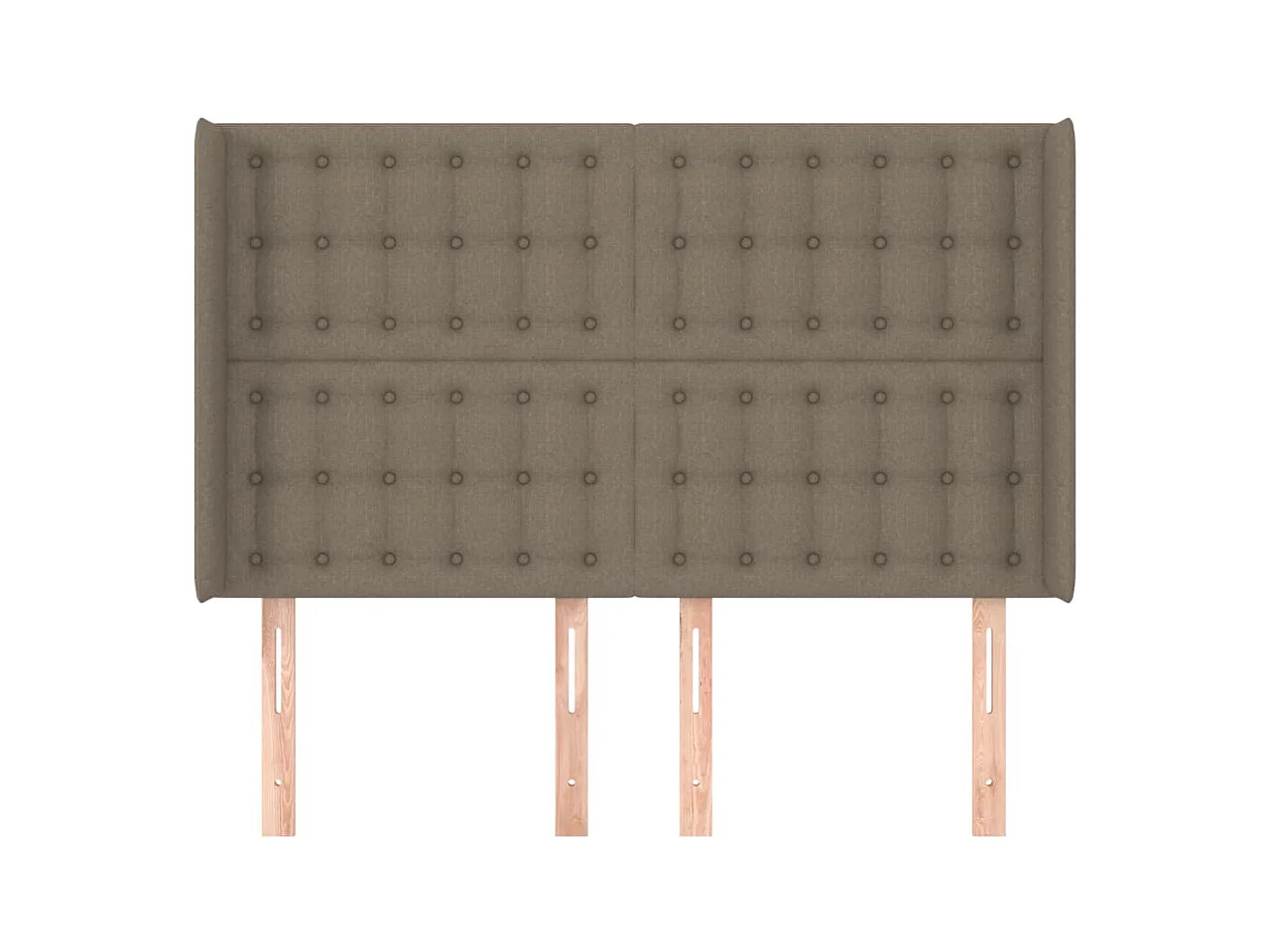 Cabecero | Cabezal de Cama | Mueble cabecero con orejas de tela gris taupe 147x16x118/128 cm