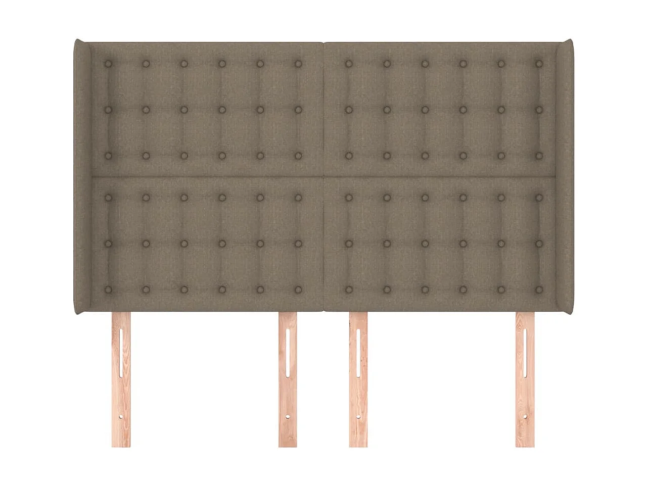 Cabecero | Cabezal de Cama | Mueble cabecero con orejas de tela gris taupe 147x16x118/128 cm