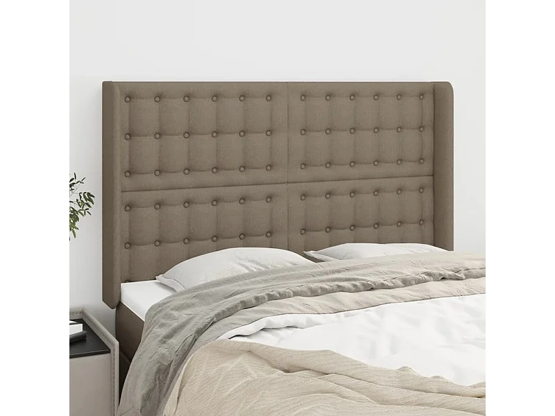 Tête de Lit | Panneau de tête pour lit Moderne avec oreilles Taupe 147x16x118/128 cm Tissu