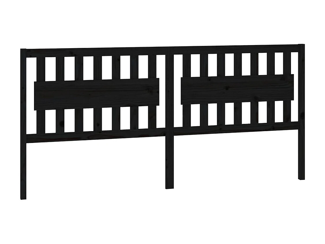 Tête de Lit | Panneau de tête pour lit Moderne Noir 205,5x4x100 cm Bois massif de pin