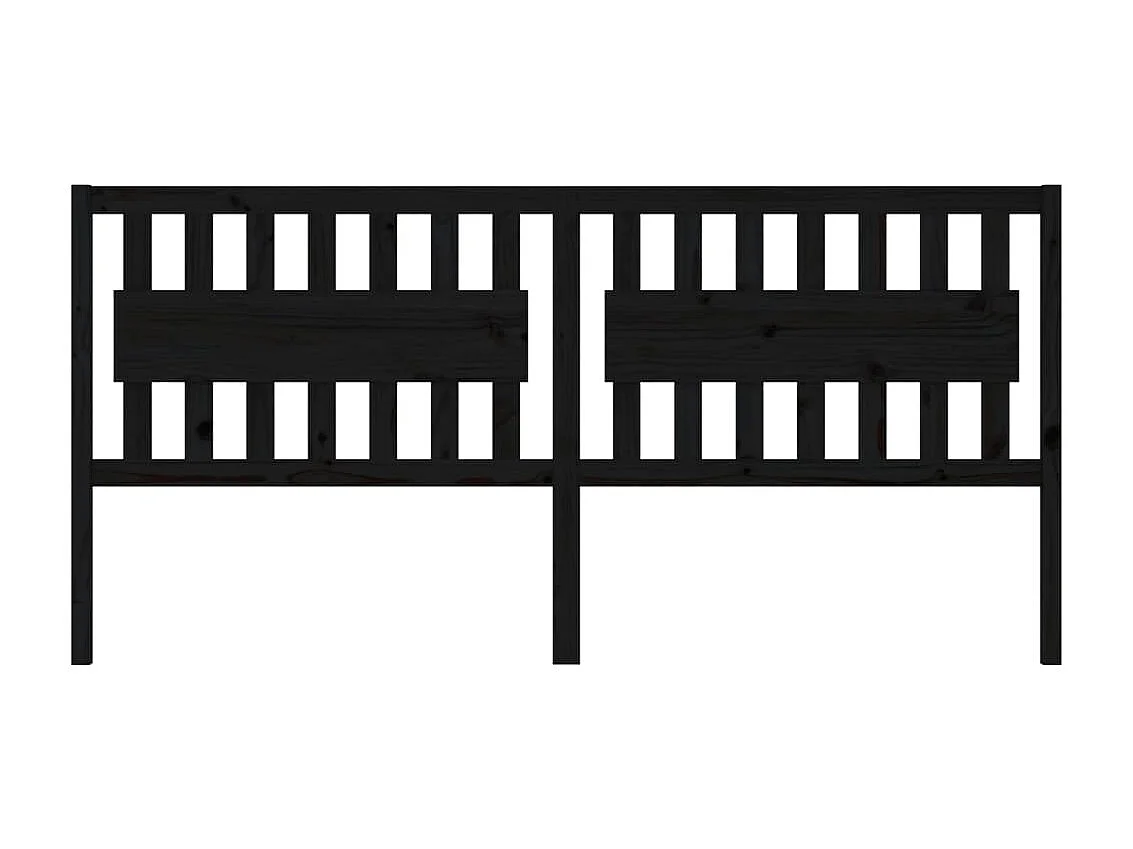 Tête de Lit | Panneau de tête pour lit Moderne Noir 205,5x4x100 cm Bois massif de pin