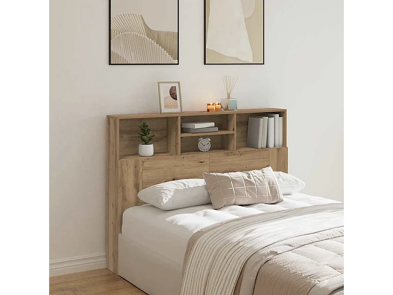 Tête de Lit avec rangement | Armoire de tête de lit chêne artisanal 140x19x103,5 cm