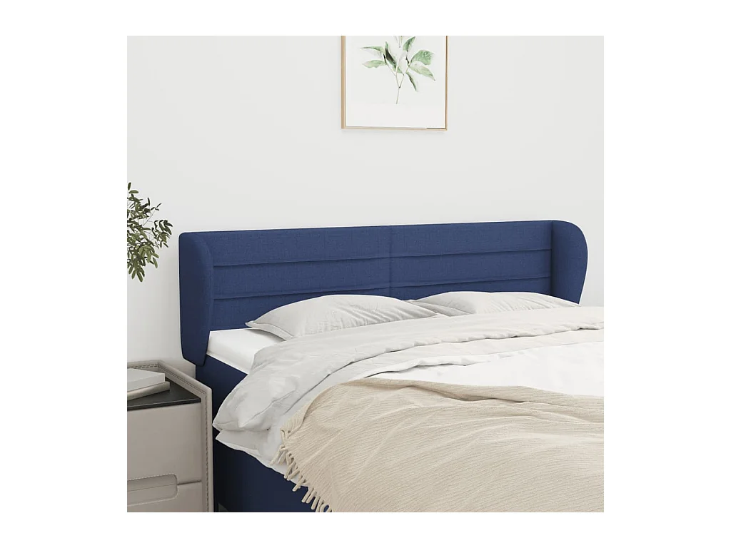 Mueble cabecero | Cabezal de cama | Cabecero de tela azul 147x23x78/88 cm
