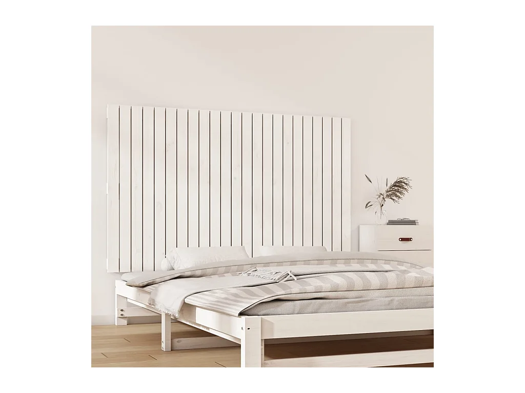 Cabecero de Cama | Cabezal de cama | Mueble de cabecero de pared madera maciza pino blanco 147x3x90 cm