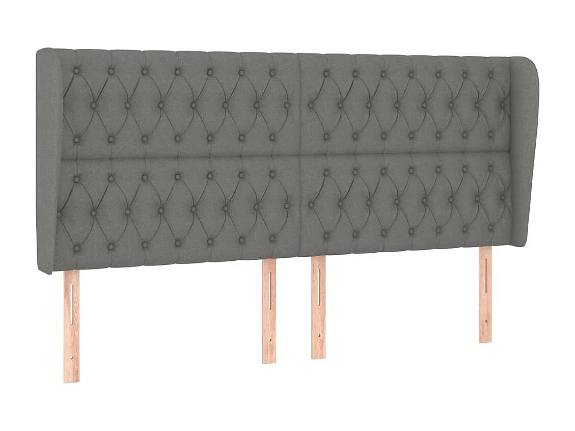 Tête de Lit | Panneau de tête pour lit Moderne avec oreilles Gris foncé 203x23x118/128 cm Tissu
