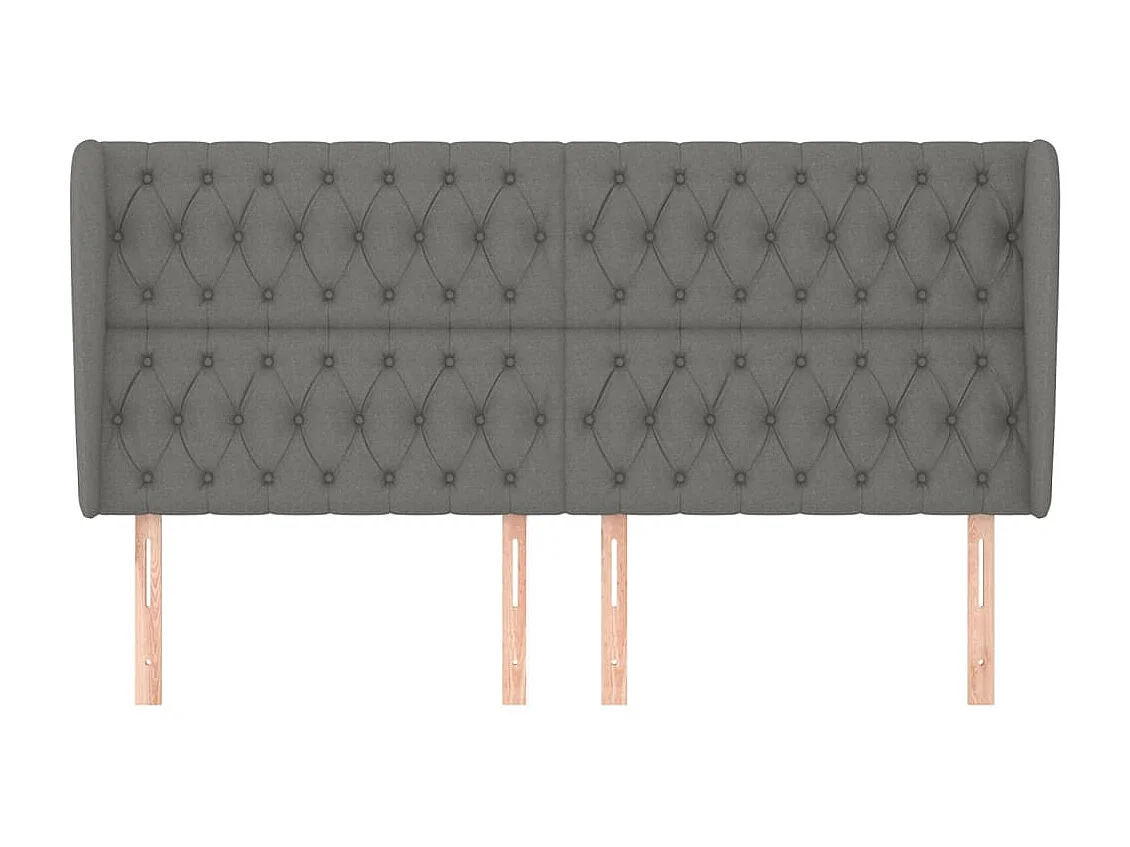 Tête de Lit | Panneau de tête pour lit Moderne avec oreilles Gris foncé 203x23x118/128 cm Tissu