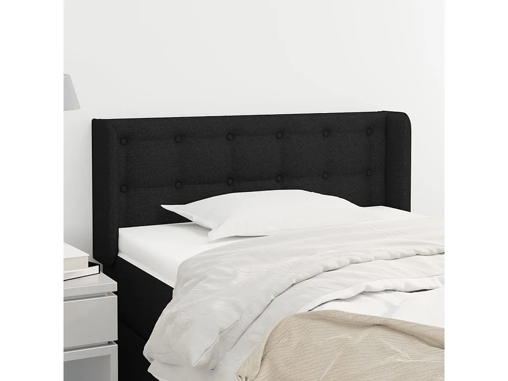 Mueble cabecero | Cabezal de cama | Cabecero de tela negro 93x16x78/88 cm