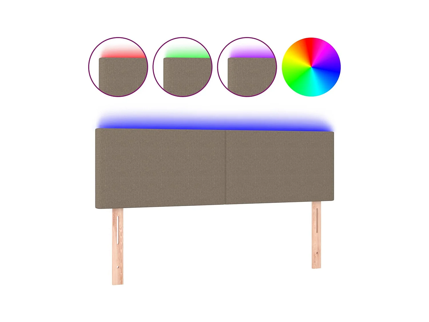 Tête de Lit | Panneau de tête pour lit Moderne à LED Taupe 144x5x78/88 cm Tissu