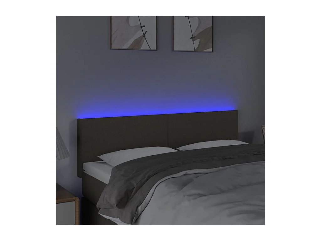 Tête de Lit | Panneau de tête pour lit Moderne à LED Taupe 144x5x78/88 cm Tissu