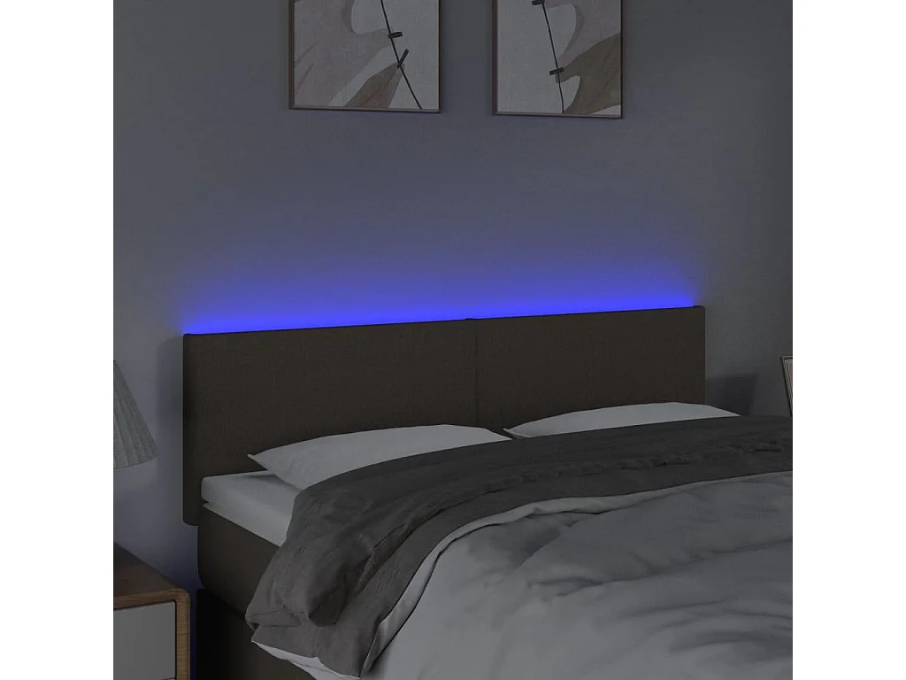 Tête de Lit | Panneau de tête pour lit Moderne à LED Taupe 144x5x78/88 cm Tissu