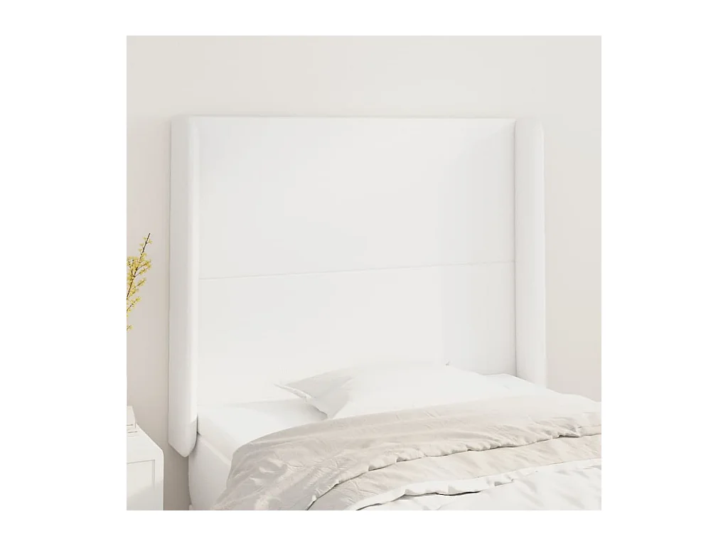 Tête de Lit | Panneau de tête pour lit Moderne avec oreilles Blanc 93x16x118/128 cm Similicuir